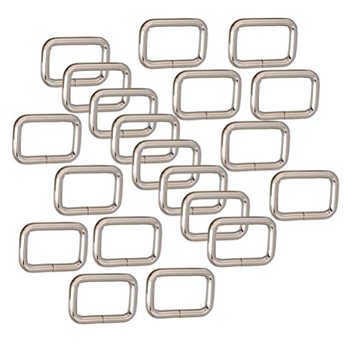 Ximkee (20 Pack) Silver Rectangle Metal Dee Ring D Webbing Belt Ribbon Buckle Strap Adjuster (20Mm(3/4")) #TOP26