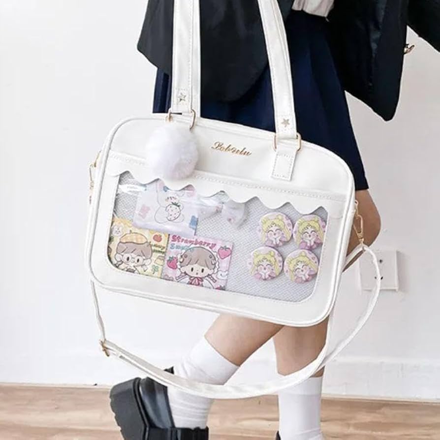 白 y2k バッグ エモガール アニメ 痛バッグ モノトーン 通学 推し活 エモガール y2k バッグ アニメ 痛バッグ 白 モノトーン 通学