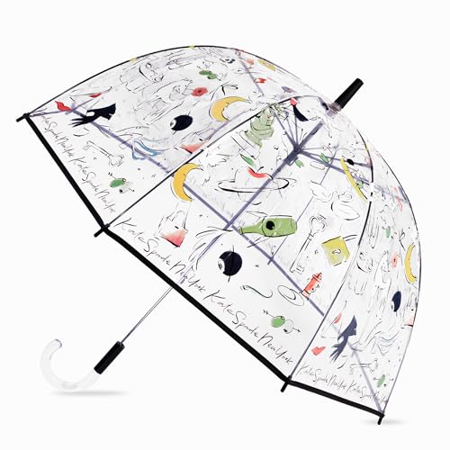 kate spade new york Clear Umbrella for Rain Large Bubble Umbrella for Adults with Floral Design (New York Dream)