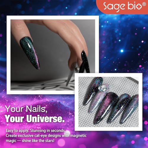 SAGEBIO Cat Eye Gel Nail Polish, 15ml Magnetic Gel, High-Gloss, Long-Lasting, Magnetic Stick for DIY Manicures, 3D Effect, Rich & Vibrant Colors, 01 — view 5