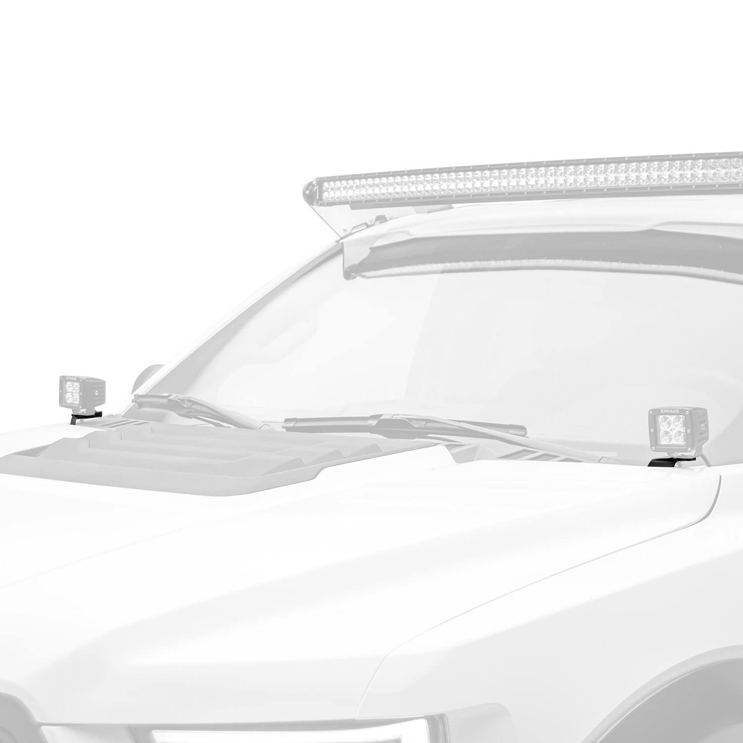 ZROADZ Ditch Hood Hinge LED Mounting Bracket - Compatible with Ford 2018-2020 F150 - to Mount (2) 3 Inch LED Pod Lights - Mild Steel Gloss Black - Bolt-On Easy Installation - PN #Z365711