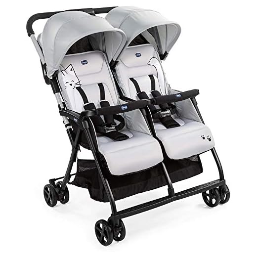Chicco OHlalà Poussette Canne Double, Légère Inclinable et Pliable, Poussette pour Jumeaux de la Naissance à 15 kg, Fermeture Compacte, Inclus une Housse de Pluie, Capote Extensible - Rouge