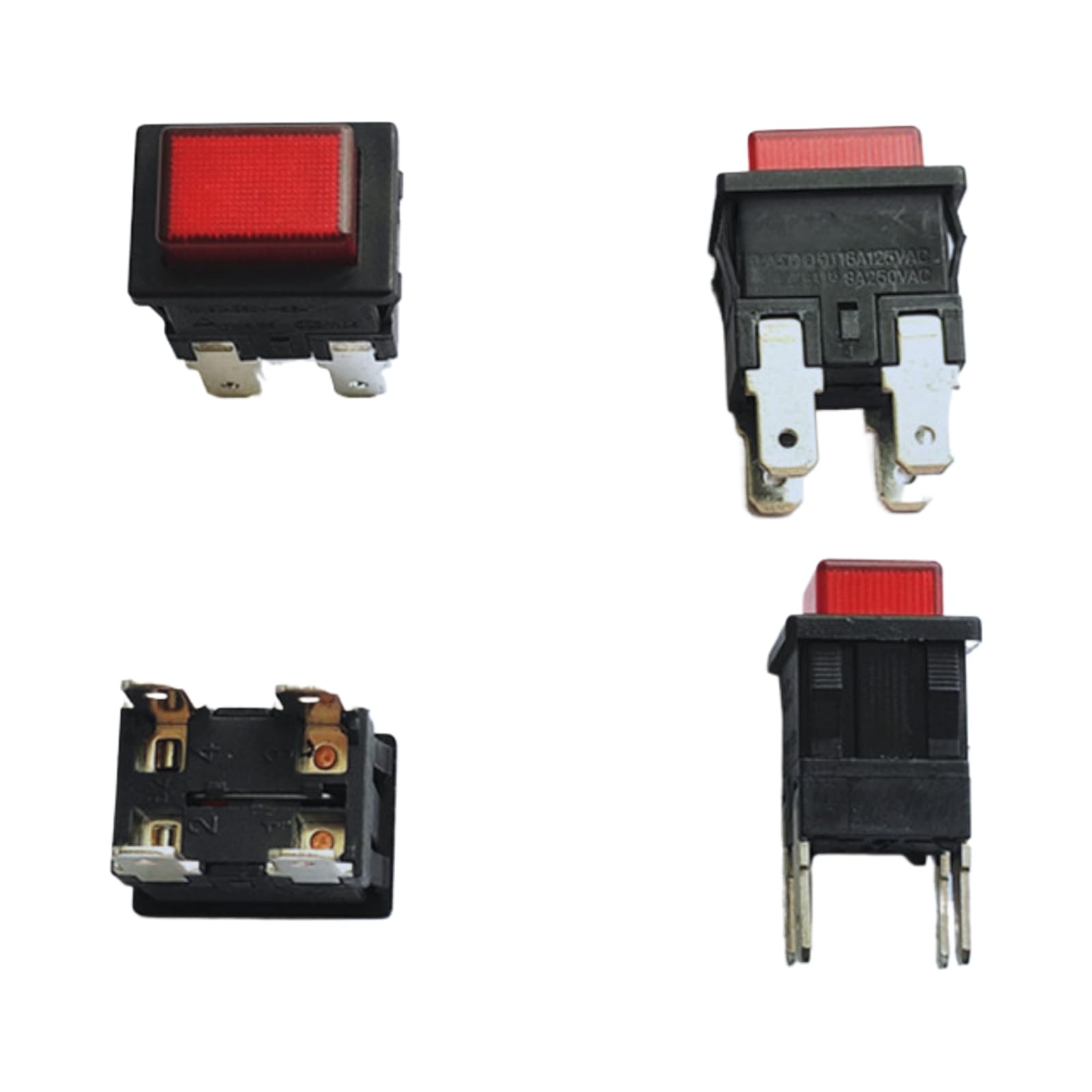 Interruptor de botón L6 de 4 pines con luz roja autoblocante negro