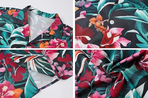 Image of Cromoncent Matching Hawaiian Outfits for Family, Dad and Son Matching Luau Beach Tropical Shirts Mommy Daughter Tropical Sets