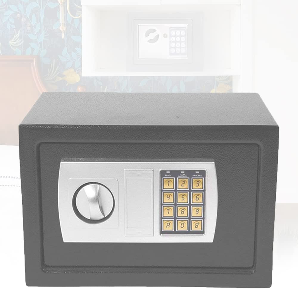 Cassaforte digitale elettronica con chiave di emergenza, 8,5 l, cassaforte di sicurezza per mobili, cassaforte per contanti, gioielli, documenti, grigio