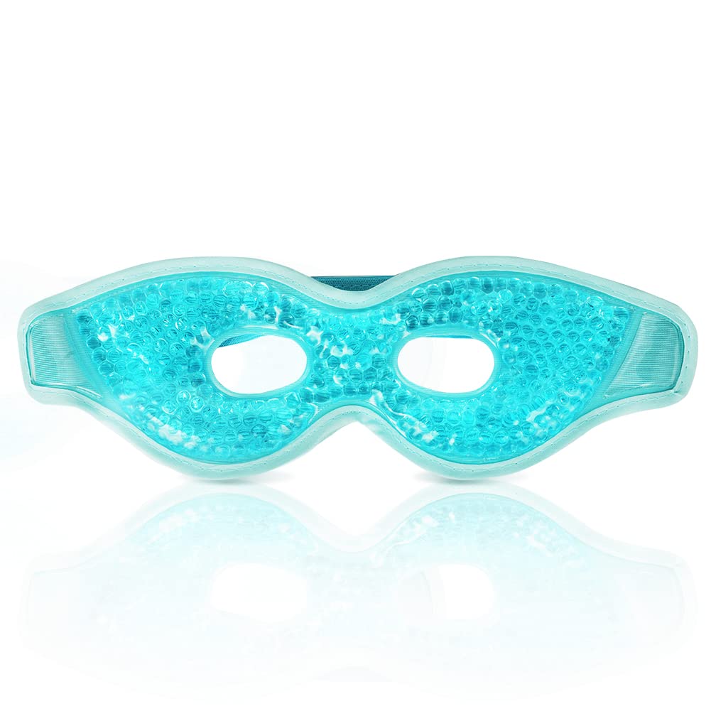 ACWOO Maschera per Occhi, Maschera Occhi Freddo Riutilizzabile, Maschera Ghiaccio Occhi a Caldo e a Freddo per Occhi Gonfi, Occhi Stanchi, Mal di Testa, Hangover, Emicrania (A-blu)