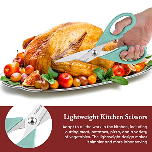 Kitchen Shears, iBayam Kitchen Scissors Heavy Duty Meat Scissors Poultry Shears, Dishwasher Safe Food Cooking Scissor All Purpose Stainless Steel Utility Scissor, 2-Pack (Aqua Sky)