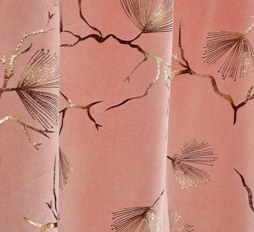 Image of Devsang Golden Foil 5 Feet Window Velvet Curtains Pack of 1, Pink