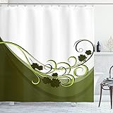 Ambesonne Olive Green Shower Curtain, Wedding Inspired Floral Arrangement Flourishing Nature Print,...