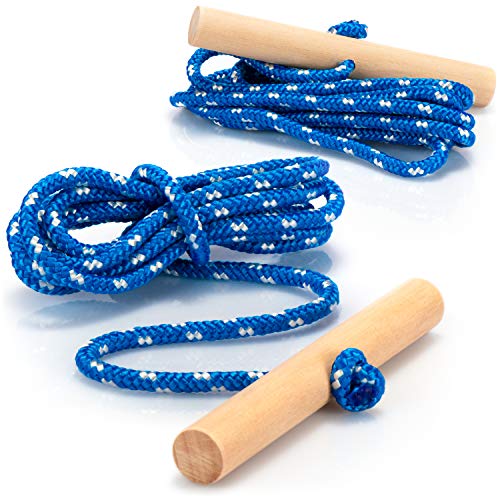com-four® 2X Schlittenleine mit Holzgriff, Rodelzubehör Zugseil für Schlitten, Dreirad oder andere Kinderfahrzeuge, Premium Made in Germany!