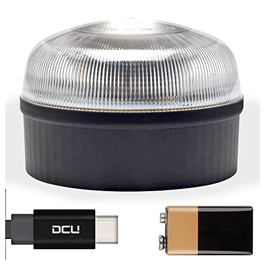 gridinlux | Luz de Emergencia V16 Homologada DGT | Carga USB | 12 luces LED | Señalización Luminosa Ambar 5W y Blanca 1'5W | Sistema de Imán | IP55 Resitente al Agua