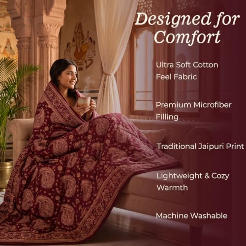 Image of BSB HOME 220 GSM Microfiber Comforter for Double Bed, Ultra Soft Quilted AC Comforter, Lightweight All Season Blanket, Breathable, Durable & Skin Friendly, 86 x 90 Inches (220 x 230 cm) - Maroon