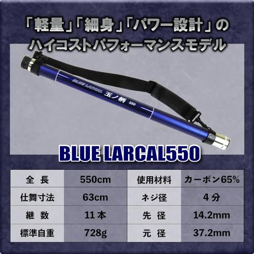 おり釣具 BLUE LARCAL ランディング 3点セット 玉ノ柄550 & ラバーネット L ガンメタ & タモジョイント (landingset-162) 2枚目