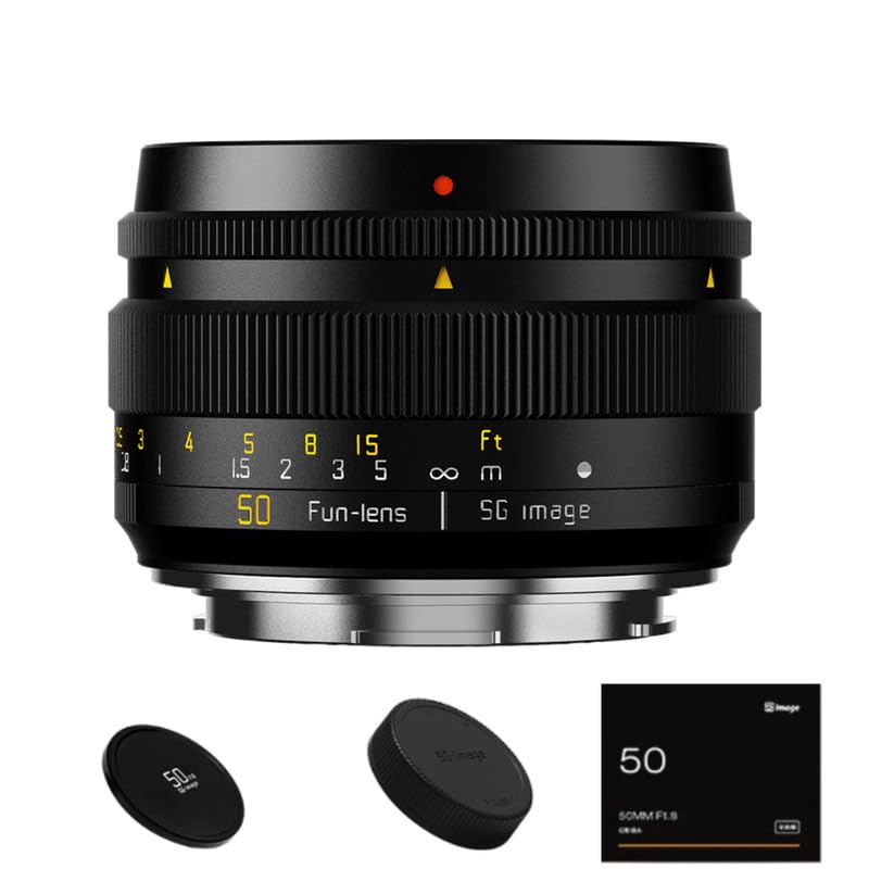 SGimage 50 mm F1.8 obiektyw portretowy MF ze zmienną przysłoną dla wyjątkowych efektów bokeh, do kamer z mocowaniem EOS-RF, lekka metalowa konstrukcja, 311 g