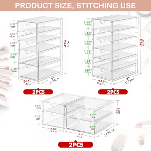 Image of caktraie Makeup Organizer Storage With 30 Drawers, 6 Pcs Desktop Office Supplies, Desk Organizers, Clear Accessories, Dustproof Drawer and for Make Up, Jewelry, Pen, Stationary
