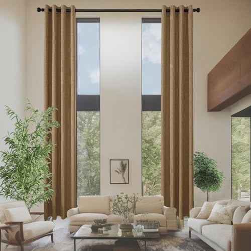 Long Linen Curtains for High Ceilings 2 Panels