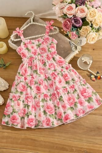 Image of Buy & Try Girls Printed Georgette Frock, Sleeveless Summer Dress, Lightweight Knee Length Baby Girl Dress, Casual Outfit, Soft Comfortable Fabric, Stylish Kids Wear