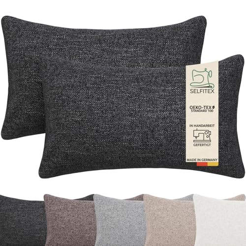 Selfitex 2er Set 30x50 cm, Sofakissen mit Füllung und Bezug, Dekokissen, Kopfkissen mit weicher Kissenfüllung, stilvolle Kissen Deko, robuster...