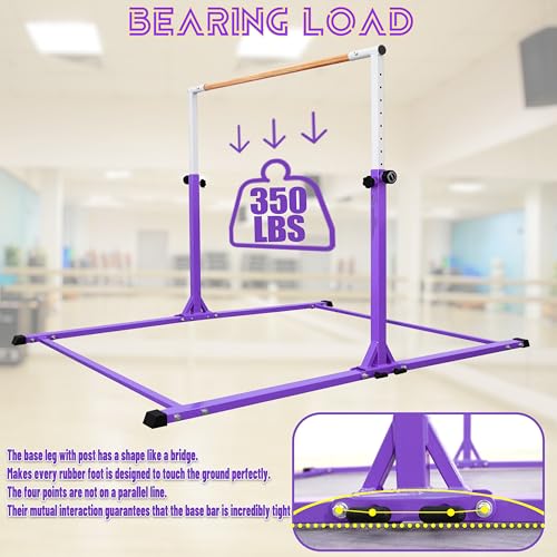 Image of Seliyoo Foldable Gymnastics Bar for Kids Teens Ages 3-18, 5FT /6FT Kip Training Bar -Sturdy Base for Home Training,Adjustable Height 35 inch to 59 inch for, 400 LBS Capacity,Anti-Slip Base & Easy Assembly