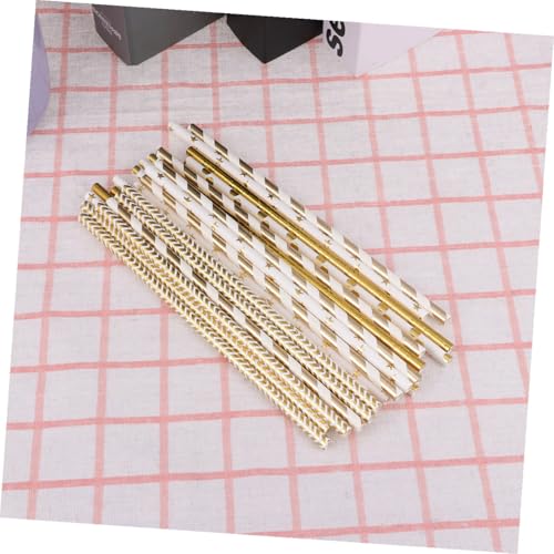 Pitillos de papel biodegradables con diseño de corazones dorados miniatura 7