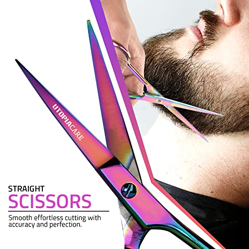 Utopia Care 7,5 Zoll Edelstahl Friseurschere - Professionelle Haar- und Bartschneideschere - Scharf, langlebig (Regenbogen)