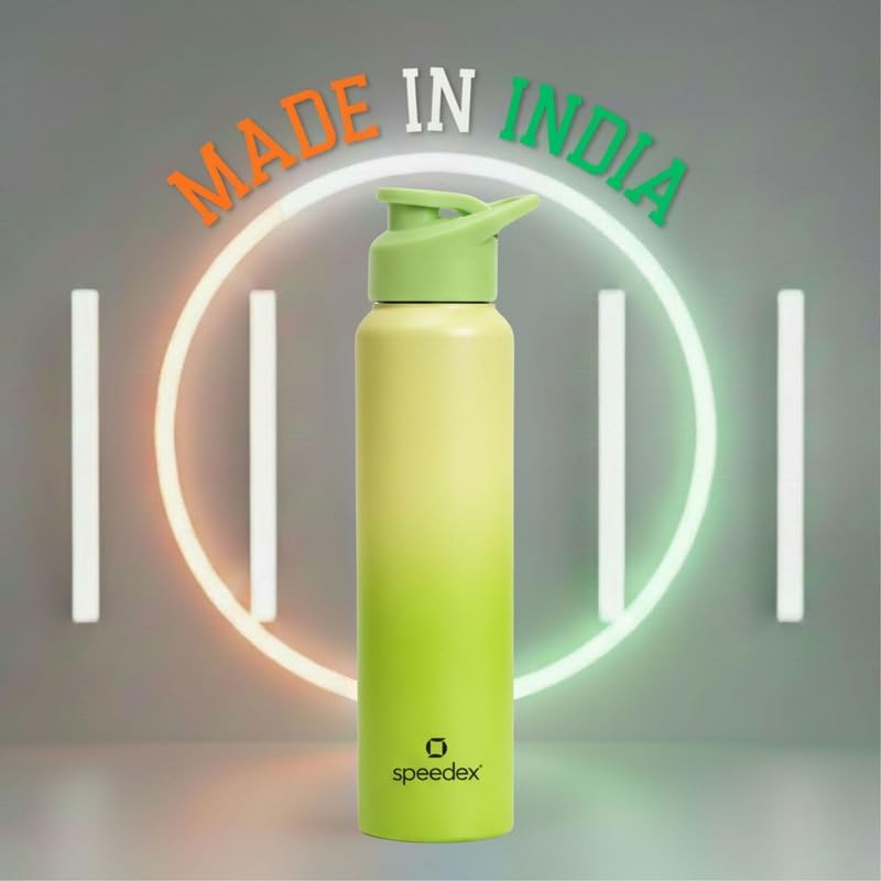 Image of Speedex Stainless Steel Water Bottle 1 Ltr, Leak Proof Sipper Cap, BIS Approved 1000 ml Metal Bottle For Daily, Office, School, Gym, Travel Use for Men, Women, Kids, Adults, Lime Green, Set of 3