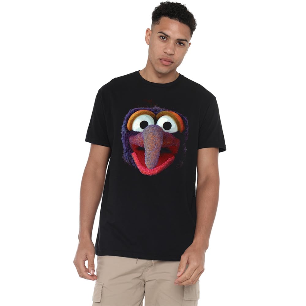 Disney Unisex Black The Muppets Gonzo Face T-Shirt, | Size: 3XL