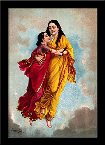 Image of Tallenge Menaka and Shakuntala - by Raja Ravi Varma - Medium Canvas - Framed (16 x 24 inches)
