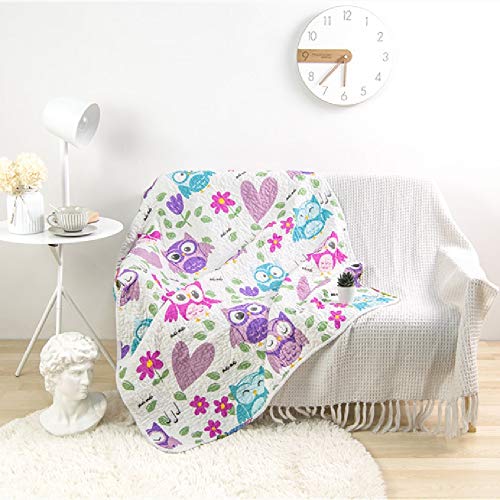 Abreeze Coverlet Quilt Bedspread Throw Blanket For Toddler Kid's Girl & Boys Bed Gift 100% Cotton Toddlers And Baby Quilt(43X51 Inch, Owl) #TOP3
