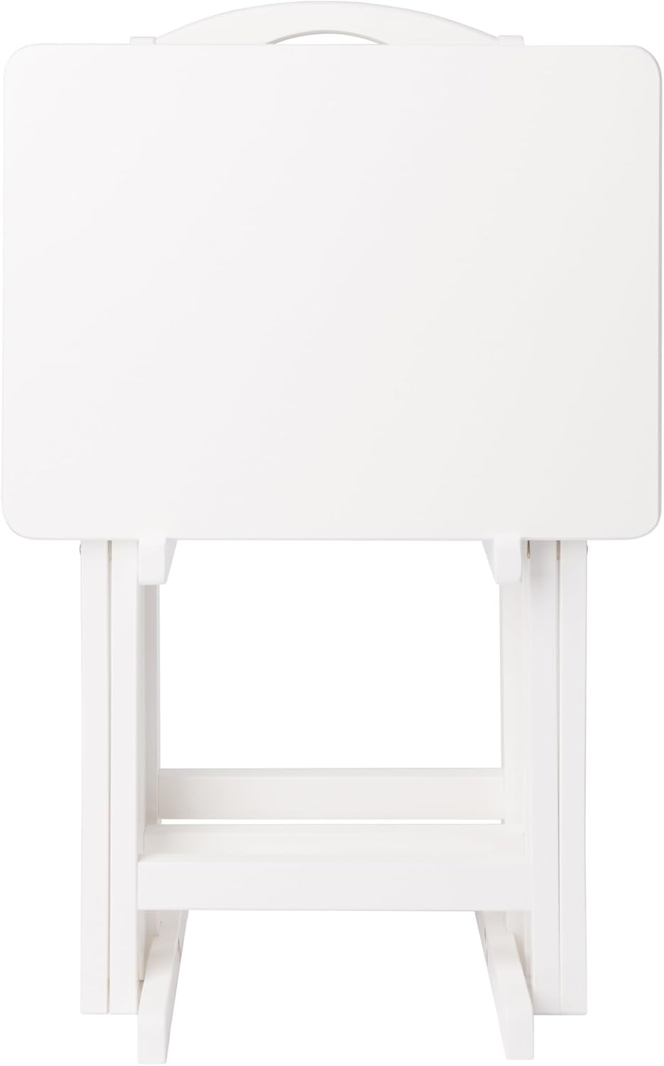 Winsome Alex Set of 4 Foldable Snack Tables with Storage Rack, Easy to Store Portable Fold Up Table Set for Kitchen, Living Room TV Dining, Crafts, Puzzles, Work from Home