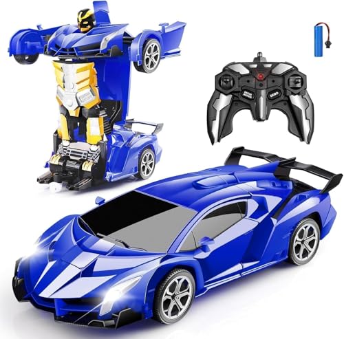 Image of Amitasha Transform Remote Control Car 2-in-1 Convertible Robot Car - One Click Deformation RC Car for Kids Boys with Rechargeable Battery Birthday Gift