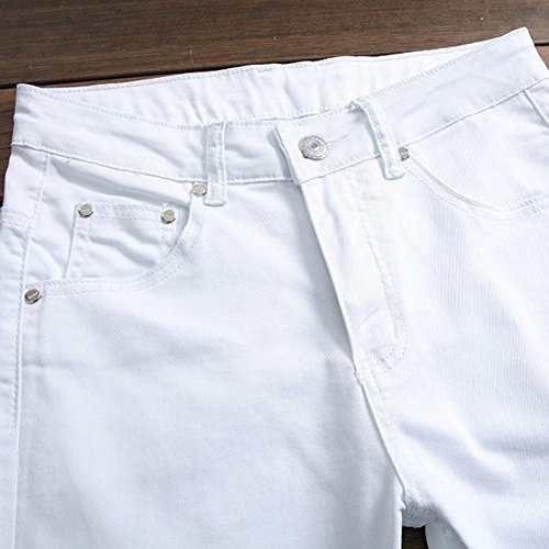 Dsdz Men's Punk Style Ripped Slim Fit Paint Jeans With Bottom Zippers (As1, Numeric, Numeric_38, Regular, Regular, White) #TOP3