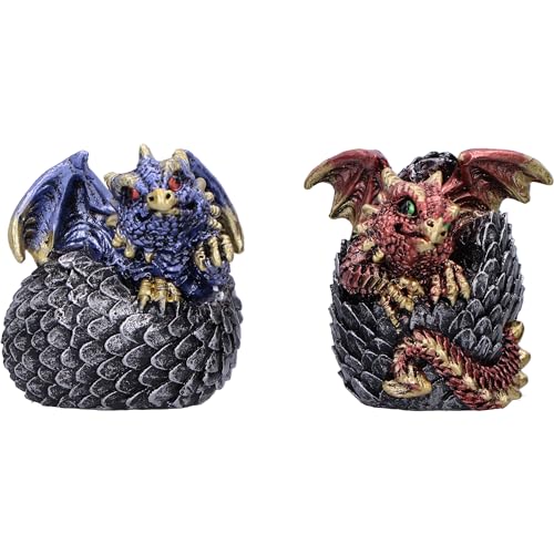 Nemesis Now Eggling Hoard Dragon Hatchling Figurines 5cm - Set of 4 Mini Resin Dragons, Silver, 4.5cm - Image 2