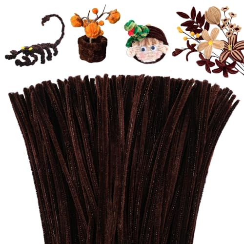 Image of Mnuizu 200pcs Pipe Cleaners, Pipe Cleaners Chenille Stems for Craft | Fuzzy Sticks Pipe Cleaners Craft Supplies for DIY Art and Craft Projects, Festival Decoration, Dark Brown