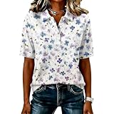Generisch Poloshirt Damen Kurzarm Knopfleiste Tshirt 2026 Sommer Locker Atmungsaktiv Polohemd Für Golf- und Tennis Sommer & Freizeit Lila M