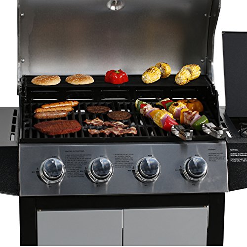 Master Cook Gas Grill, Bbq 4-Burner Cabinet Style Grill Propane With Side Burner, Stainless Steel #TOP6