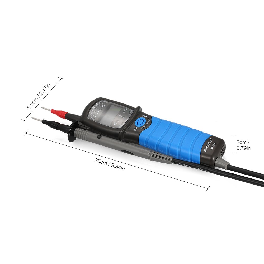 HoldPeak Contact Auto Range LCD Tester napięcia AC DC Detektor do pomiaru 12–690 V z ciągłością RCD Test rotacji fazy Wykrywanie polaryzacji i podświetlany wyświetlacz Zawiera