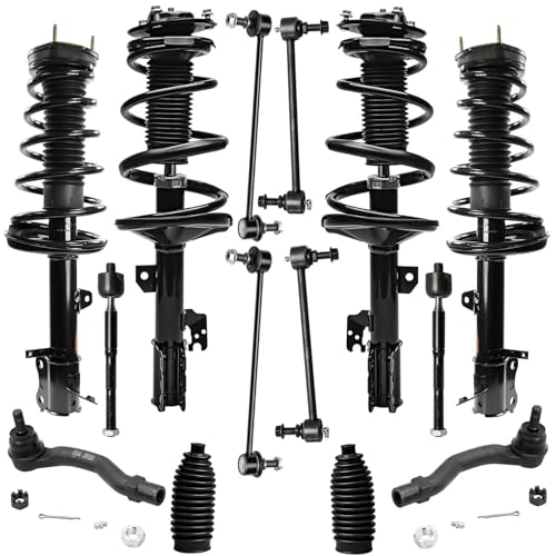Image of Detroit Axle - AWD 14pc Struts Kit for 2001 2002 2003 Toyota Highlander, Front and Rear Struts with Coil Spring Sway Bar End Links, front Inner Outer Tie Rods & Tie Rod Boots Replacement