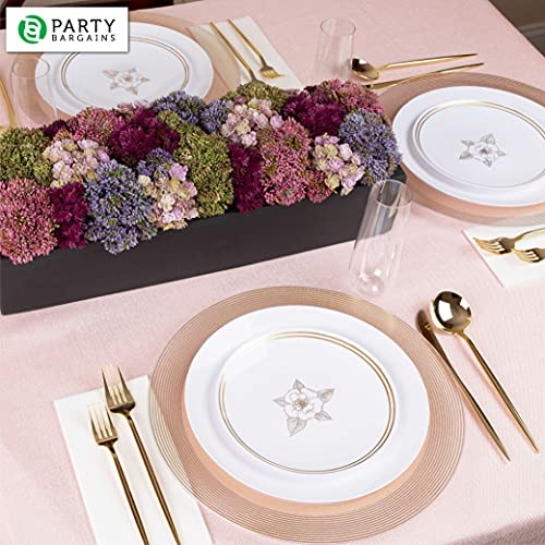PARTY BARGAINS 13-Inch Charger Plates - 16 Pack, Clear Gold Rope Textured Rim, Heavy-Duty Disposable Chargers for Elegant Dining - Ideal for Weddings and Formal Events - Thumbnail 5
