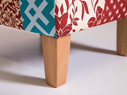 moebel-eins Willy Hocker Sitzhocker Polsterhocker Fußhocker Fußablage Patchwork Bunt – Bild 5