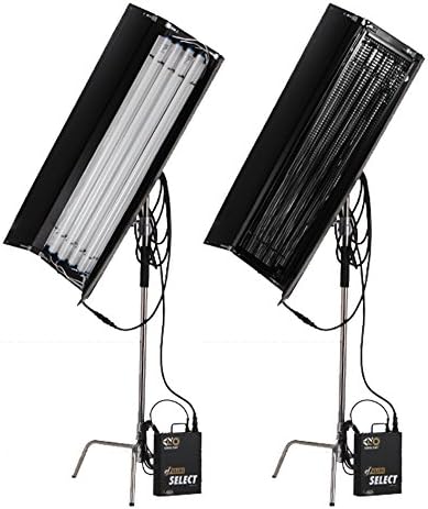 2 Kit 300w 4FT kinoflo 4bank Fluorescent Light Ballast Egg Crate C-stand for Photographic Equimpment Studio Lighting
