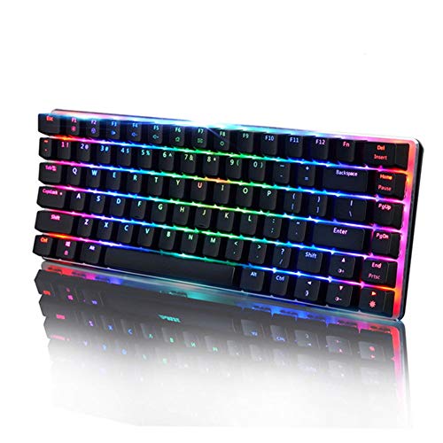 Tragbare mechanische Tastatur 82 Tasten-Layout Blau Schalter LED Backlit, Aluminium Wired Gaming-Tastatur Steckbare Kabel, für Spiele Work