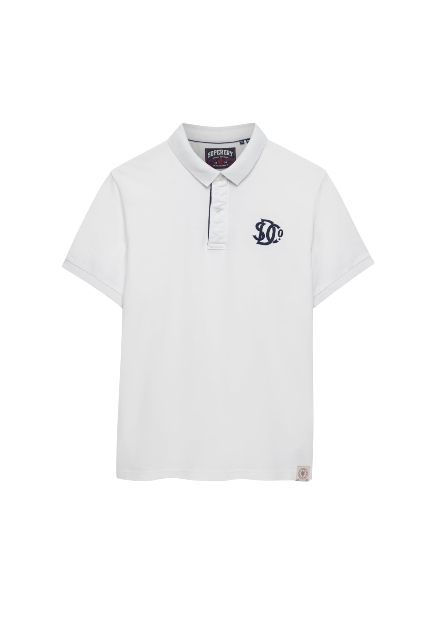 Superdry Men's Pique Monogram Polo Shirt, Optic/Darkest Navy, XXL
