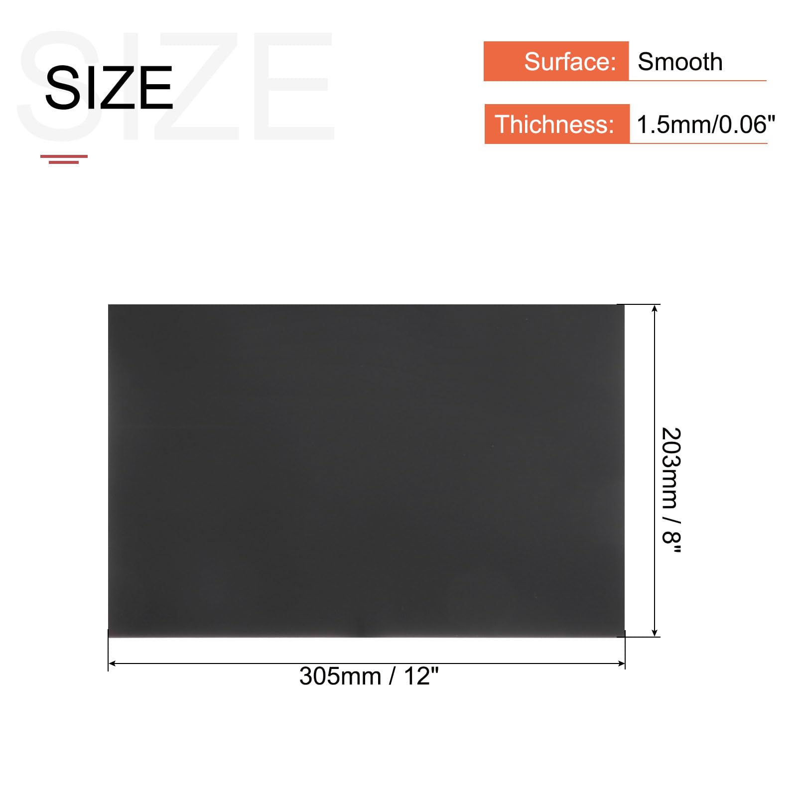 sourcing map Foglio di plastica ABS, 30,5 x 20,3 x 0,5 cm