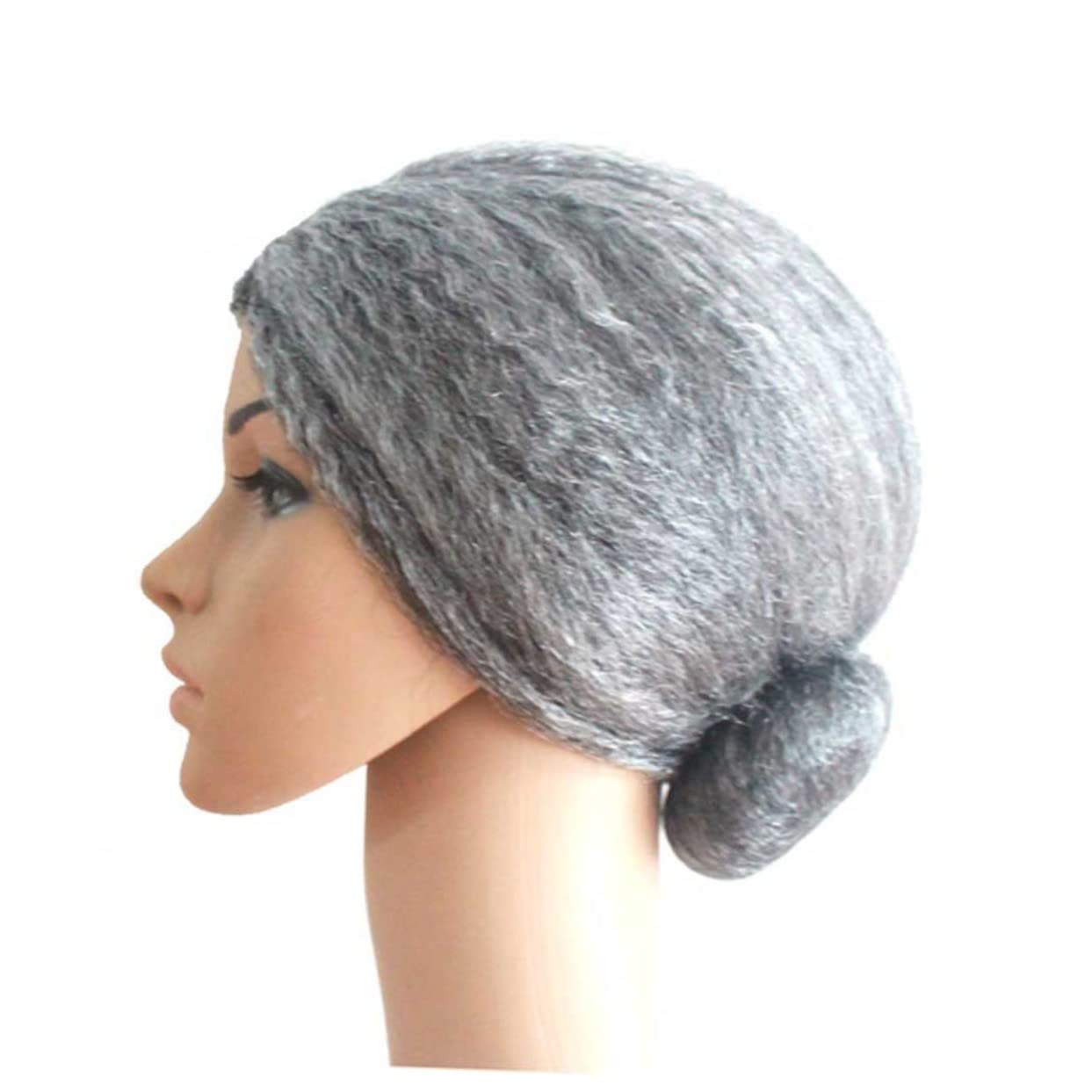 Healeved 3 Stück Graue Grandma Wig mit Dutt für Damen Bequeme Faschingsperücke aus Fasern Wiederverwendbar Geeignet für Halloween Weihnachten Cosplay und Karneval Lustiges Accessoire für