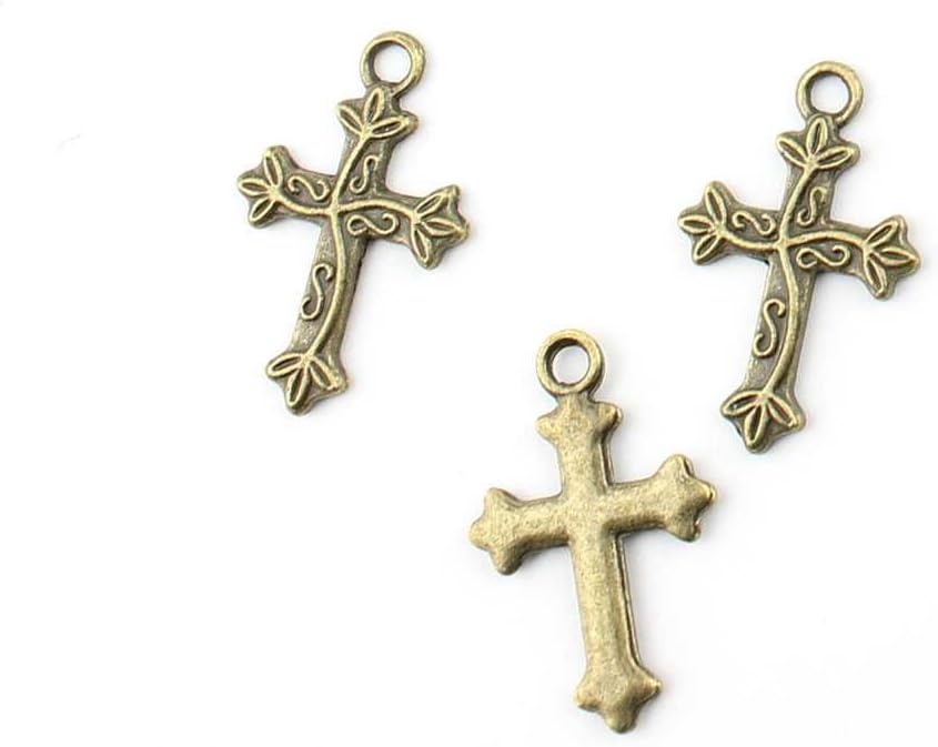 Jewelry Making Charms Findings Supplies Repair Craft Antique Bronze CT13148 Vines Cross