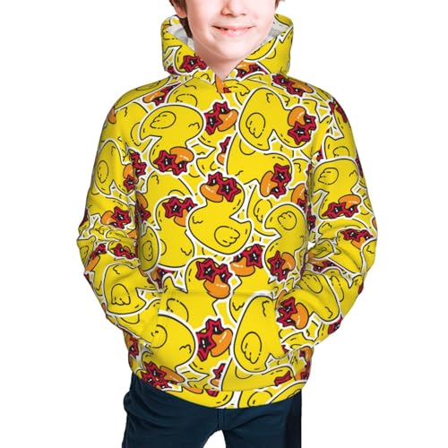 Duck with Star Sunglasses Kids Pullover Hoodies Boys Sweatshirts Girls Athletic Clothes with Pocket2