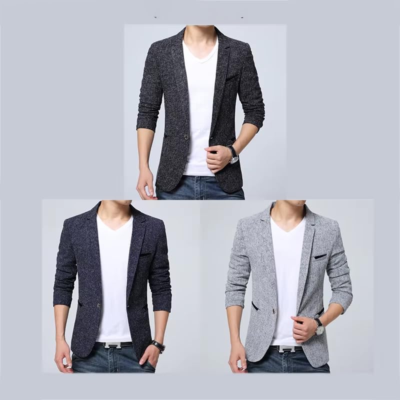 Men's Suit Jacket Wedding Banquet Slim Fit Business Formal Blazer for Men-Navy4