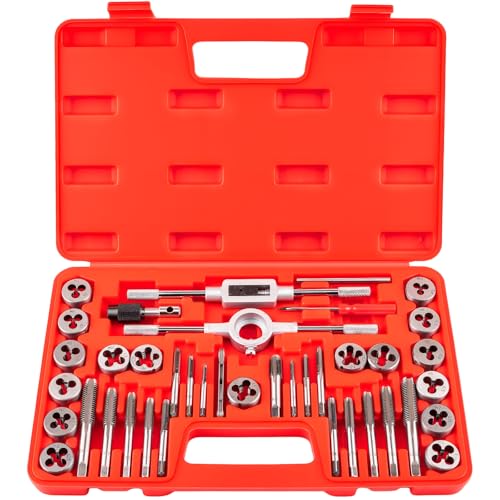 GudeKeen 40PCS Metric Tap and Die Set Metric Tap Set M3-M12 Threading Tool Kit Full Accessories for Internal and External Threading