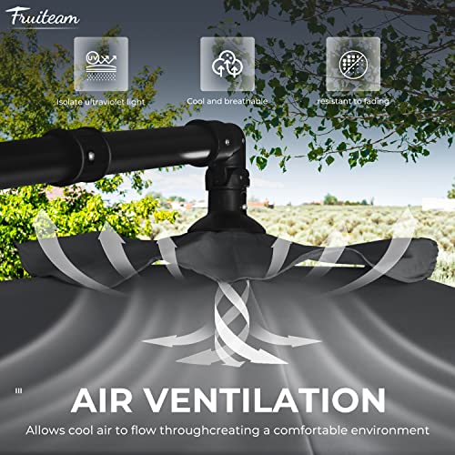 Image of FRUITEAM 10FT Patio Offset Umbrellas Cantilever Umbrella, Large Hanging Market Umbrella Large with Crank, Waterproof UV Protection Outdoor Umbrella with Ventilation for Backyard /Garden